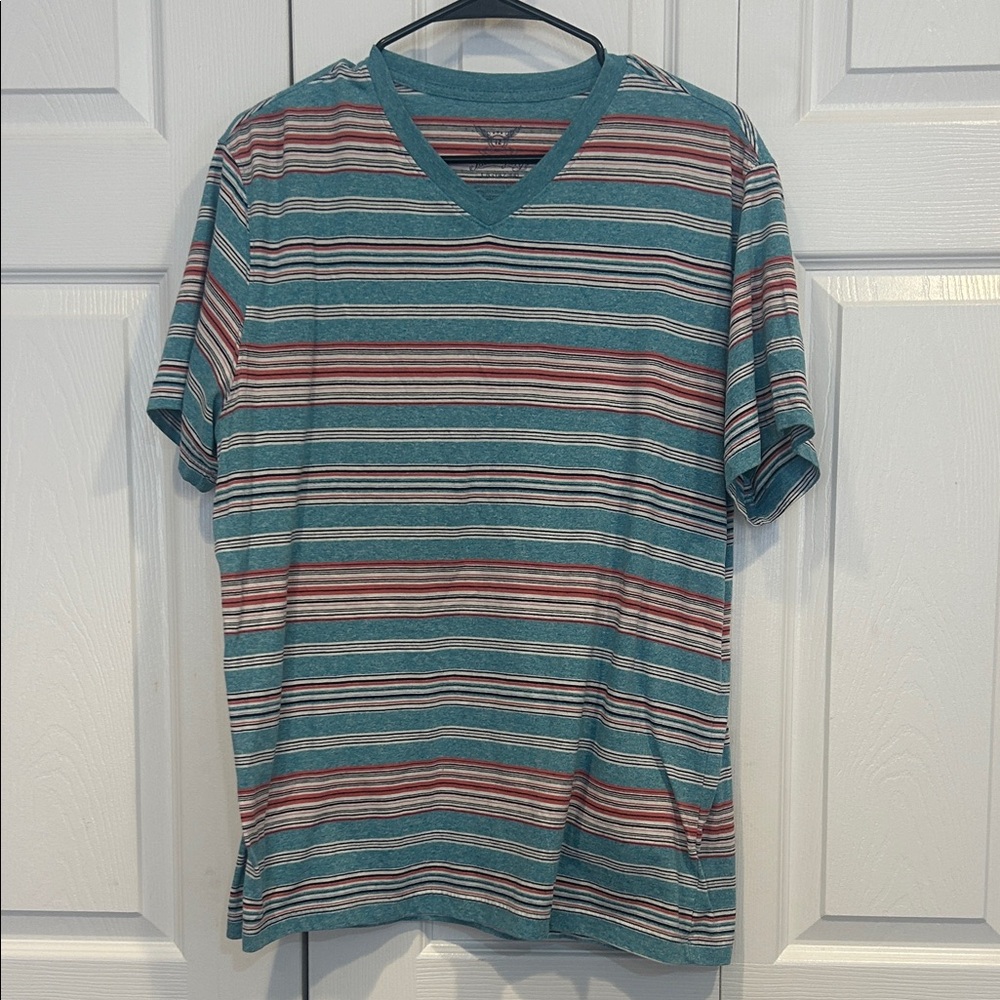 Faded Glory Multicolor Striped V-Neck Tee